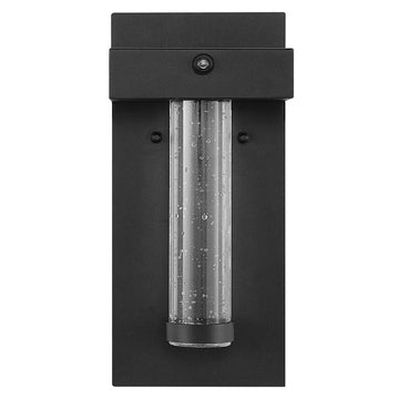 Horizone 5.5" Minimalist Industrial Iron/Glass Seeded Glass with Dusk-to-Dawn Sensor Integrated LED Outdoor Sconce - JONATHAN Y